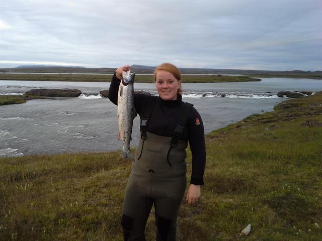 Valgerdur fishing in South Iceland