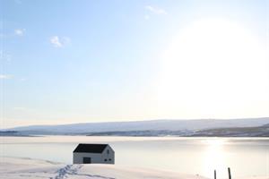 Snow-covered banks of Lagarfljót