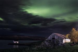 Northern lights over Lagarfljót