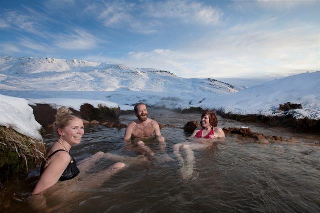 Hiking in the winter in Iceland