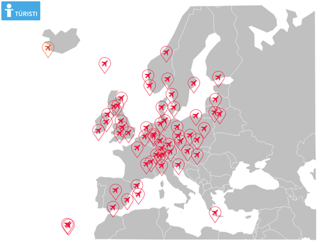 Flights from Europe to Iceland - photo: turisti.is