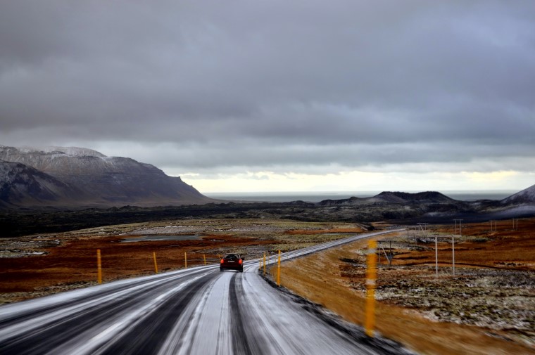 Driving in Iceland icy road Driving in Iceland icy road