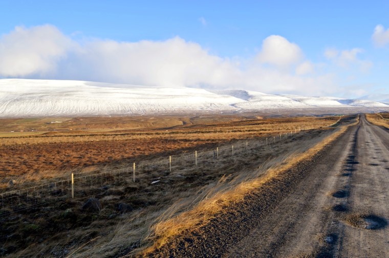 Gravel road in Iceland potholes