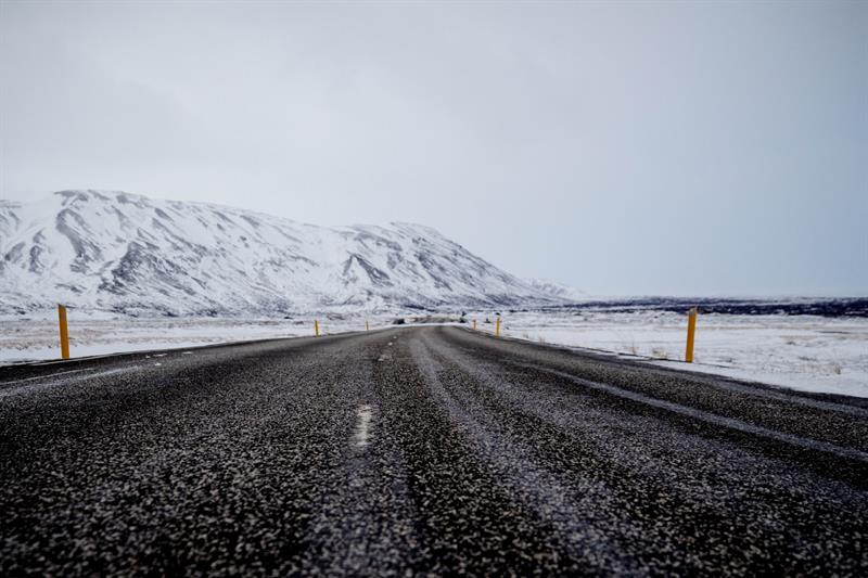 Driving in Iceland wintry road