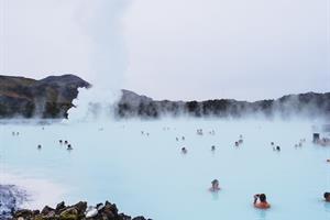 People bathing in the Blue Lagoon