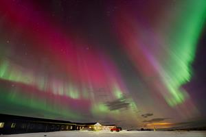 Northern lights at The Highland Center Hrauneyjar