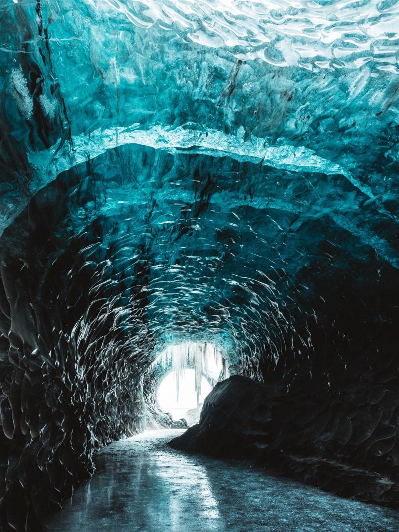 Inside of an Ice Cave in Iceland