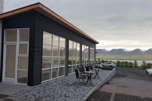 Hotel Sveinbjarnargerði large bay windows provide the best views