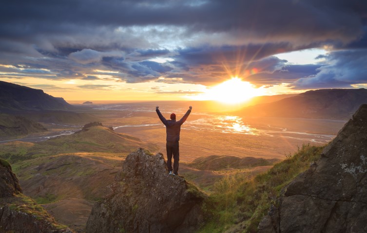 Hiking under the midnight sun in Iceland