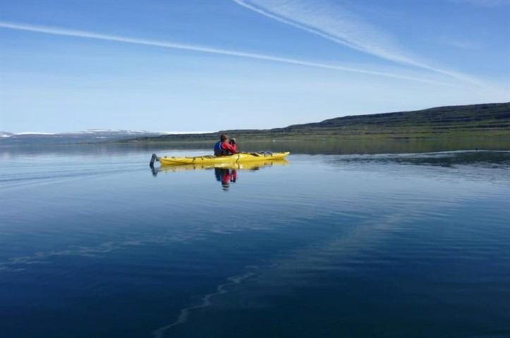 Kayak in Heydalur Iceland Westfjords