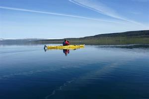 Kayak in Heydalur Iceland Westfjords