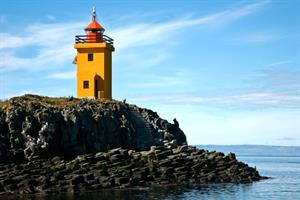 Lighthouse in Flatey Island Iceland