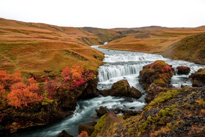 Waterfall above Skógafoss in South Iceland Waterfall above Skógafoss in South Iceland