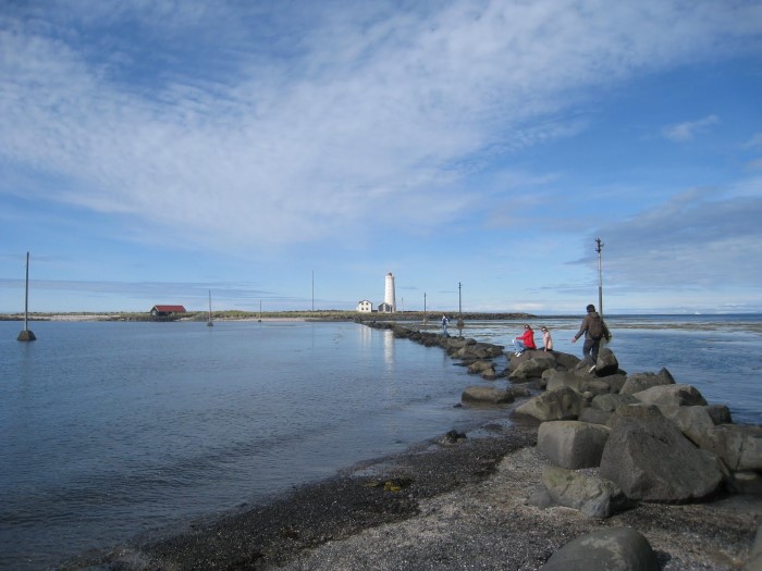 Walking towards Grótta Lighthouse Walking towards Grótta Lighthouse