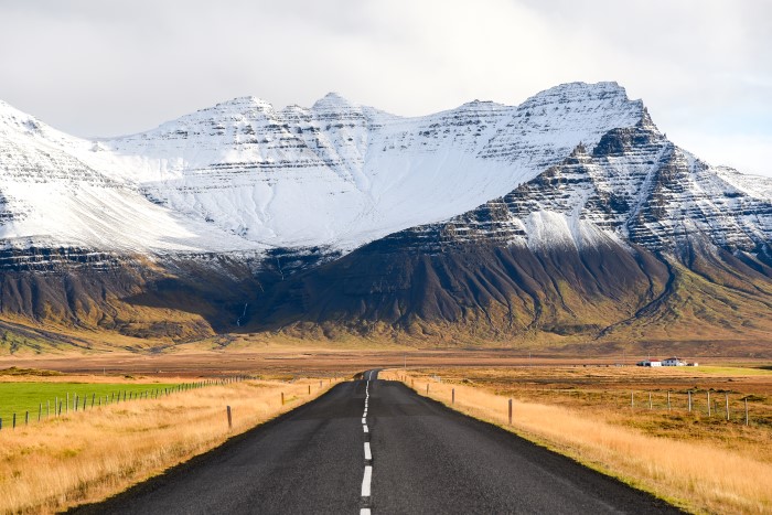 Road trip with mountain views in Iceland