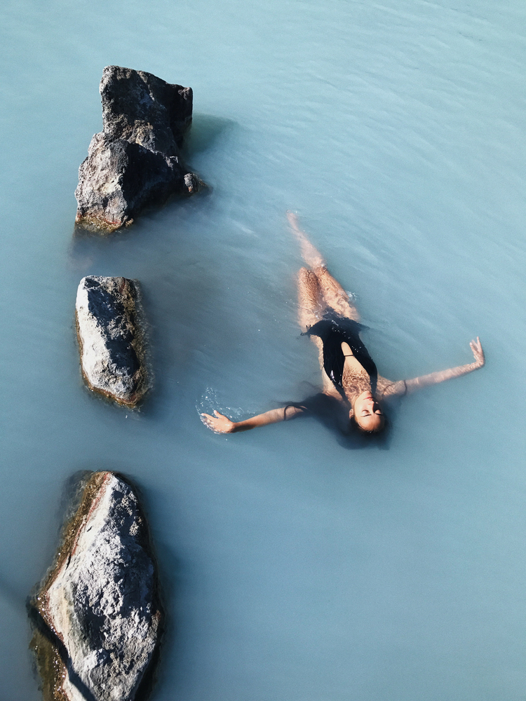 Floating in an Icelandic hot spring