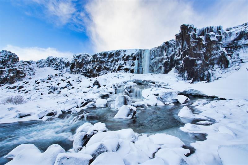 Oxararfoss in Iceland in Winter