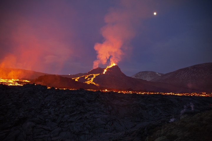 Red hot lava in Fagradalsfjall Volcano