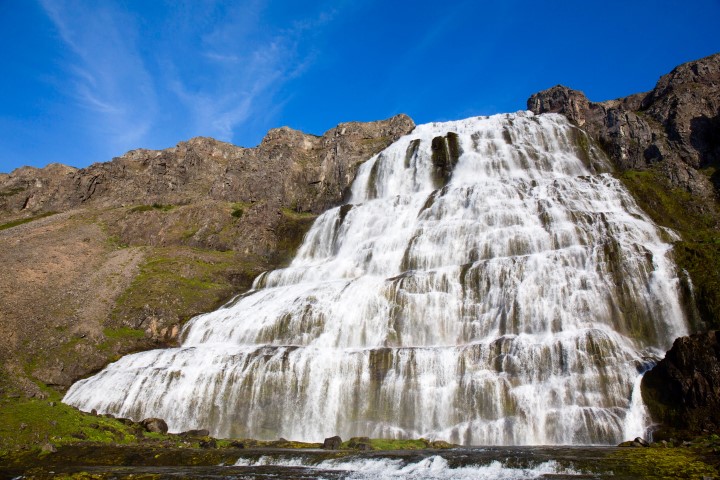 Dynjandi Waterfall cascading down