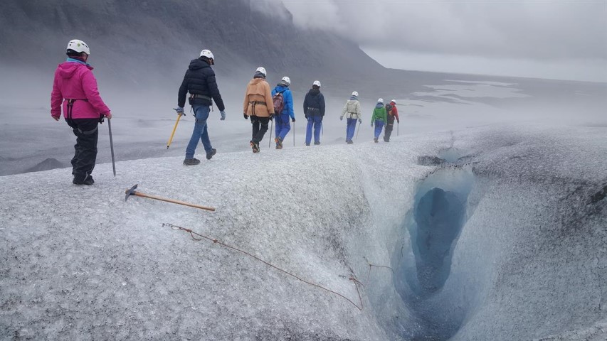Hiking an Icelandic glacier