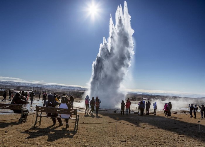 A spouting geyser in Iceland