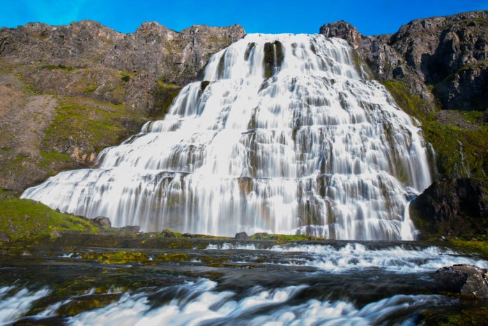 Dynjandi Waterfall cascading down