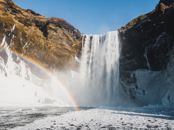 Skógafoss Waterfall in winter