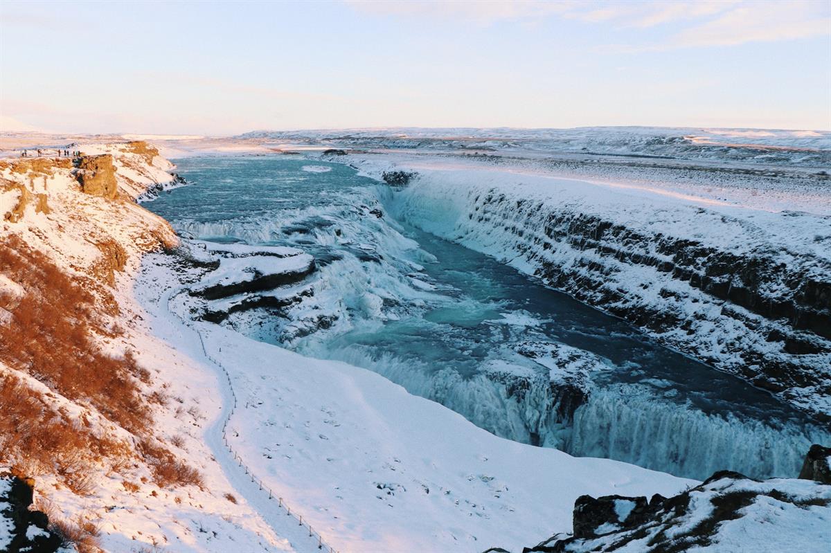 Gullfoss Waterfall in winter