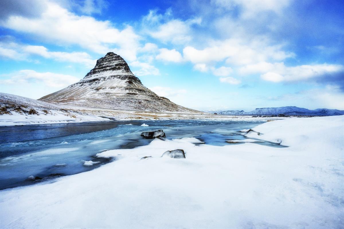 Kirkjufell Mountain in winter