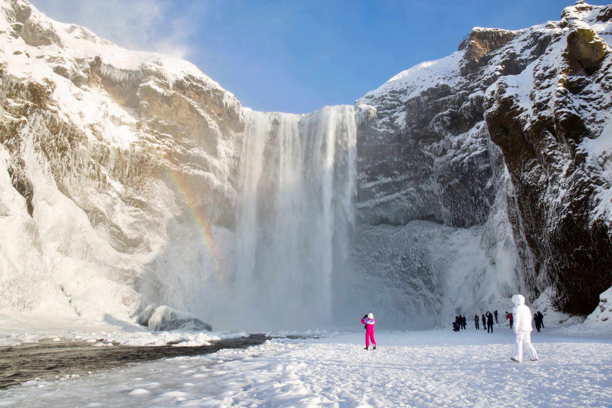 Skógafoss Waterfall in winter