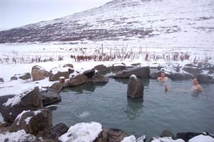Natural hot spring pool at Heydalur