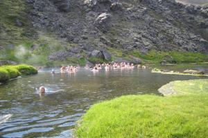 Bathing in the warm river in Landmannalaugar