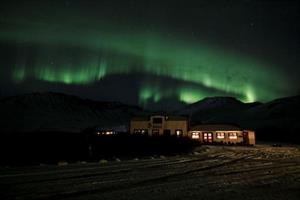 Northern lights above Hotel Anna 