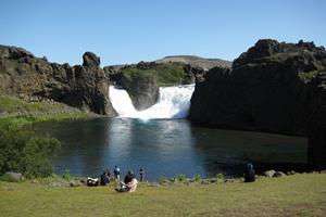 Hjálparfoss Waterfall in Þjórsárdalur Valley
