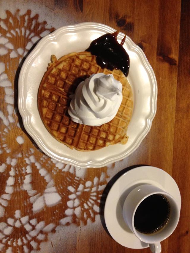 Icelandic waffle with cream Icelandic waffle with cream